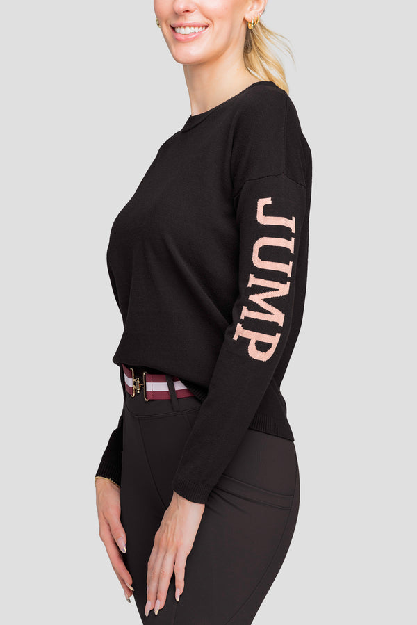 Black & Rose Crewneck "Jump" Sweater - [Kastel]