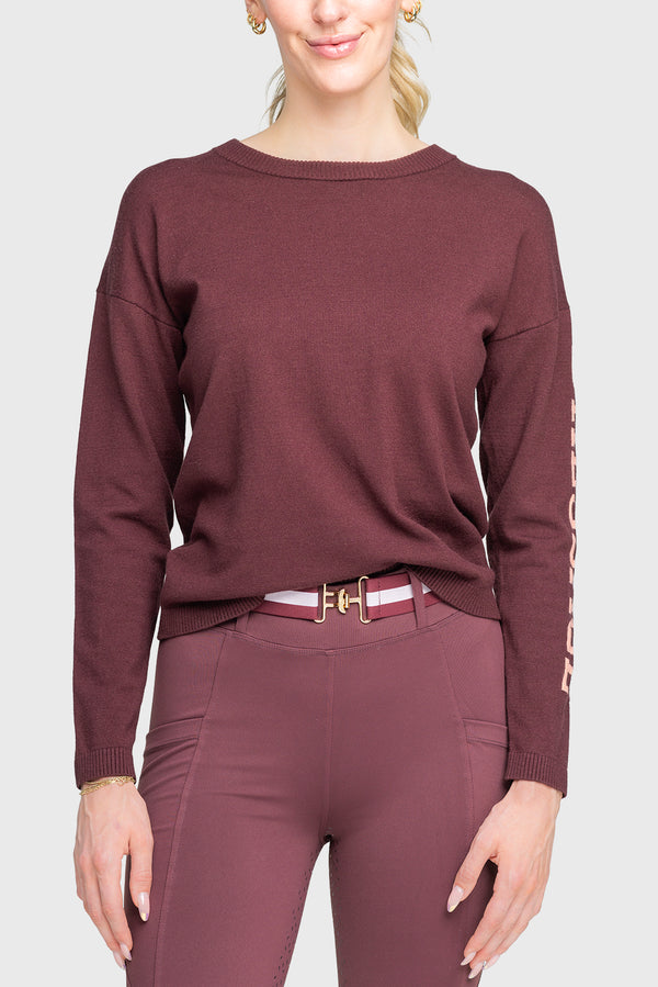 Cabernet & Rose Crewneck "Dressage" Sweater - [Kastel]