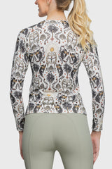 Long Sleeve White Regal Palm Crewneck Sweater - [Kastel]