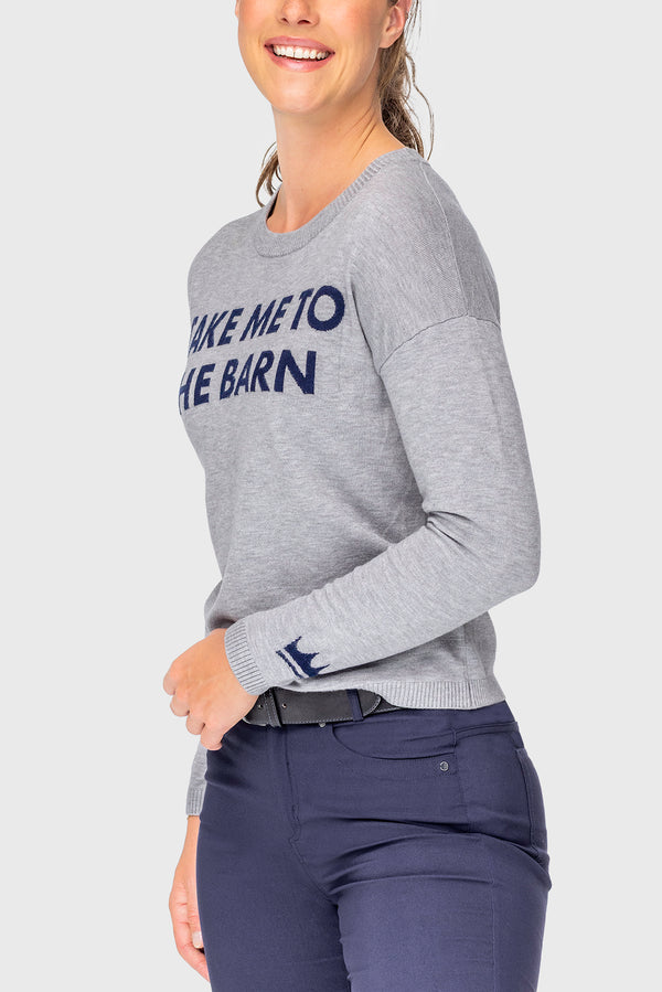 Heather Grey "Take Me To The Barn" Crewneck Sweater