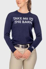 Navy "Take Me To The Barn" Crewneck Sweater Kastel Denmark