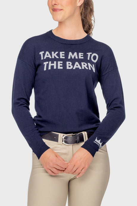 Navy "Take Me To The Barn" Crewneck Sweater Kastel Denmark
