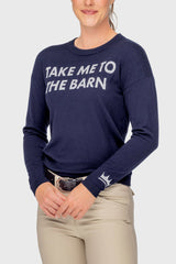 Navy "Take Me To The Barn" Crewneck Sweater Kastel Denmark