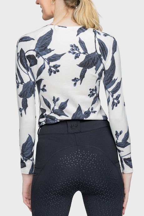 Indigo Lithograph Leaf Crewneck Sweater - [Kastel]