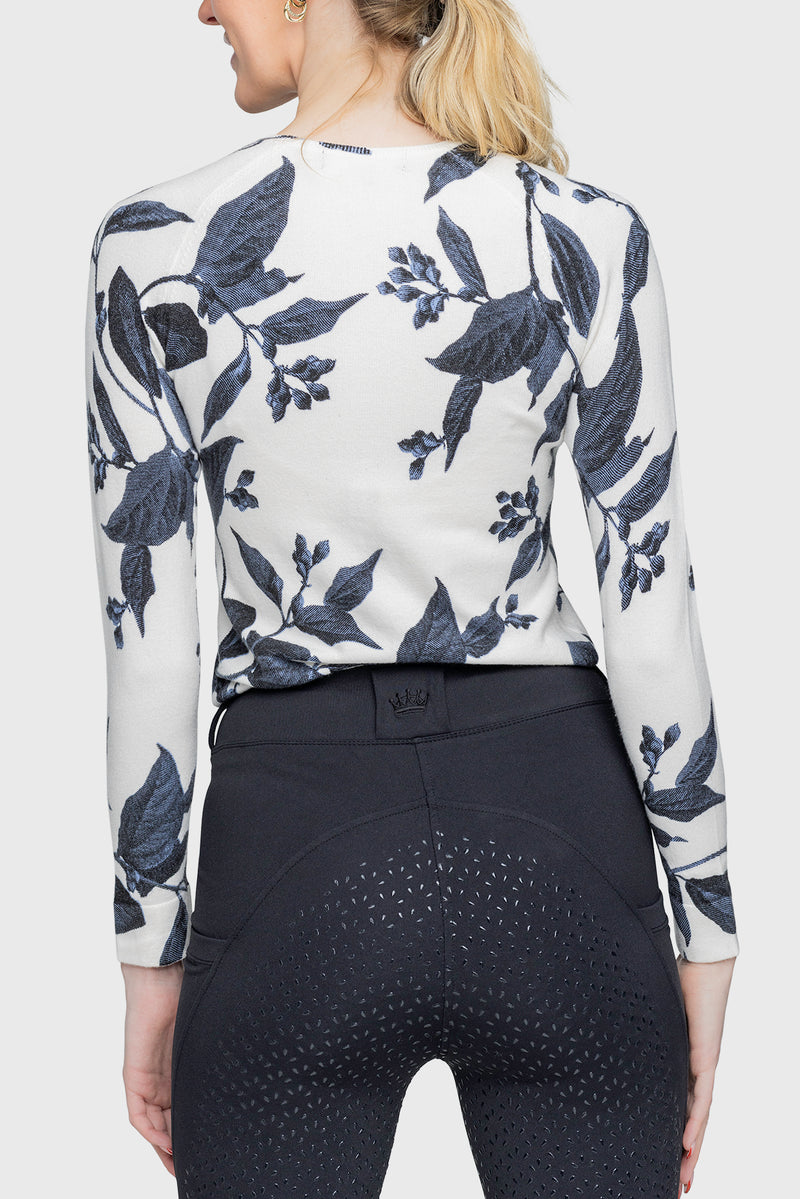 Indigo Lithograph Leaf Crewneck Sweater