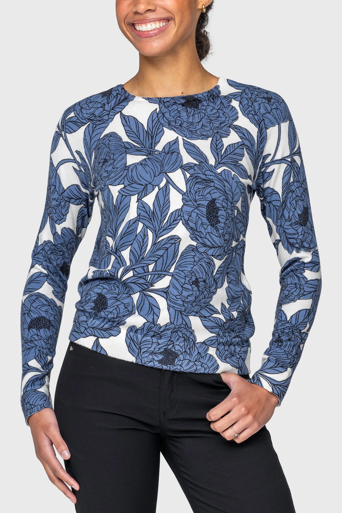Pacific Blue Wild Rose Crewneck Sweater Kastel Denmark