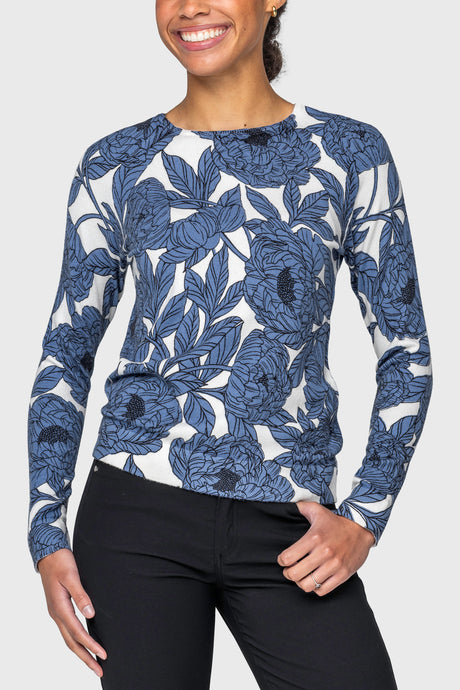 Pacific Blue Wild Rose Crewneck Sweater Kastel Denmark