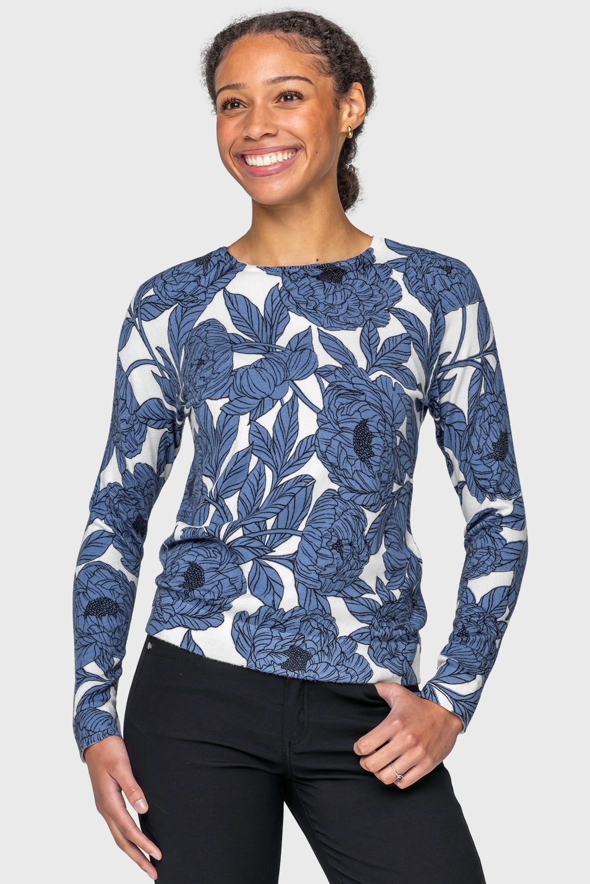 Pacific Blue Wild Rose Crewneck Sweater Kastel Denmark