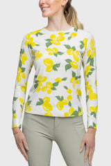 Long Sleeve White Lemon Crewneck Sweater - [Kastel]