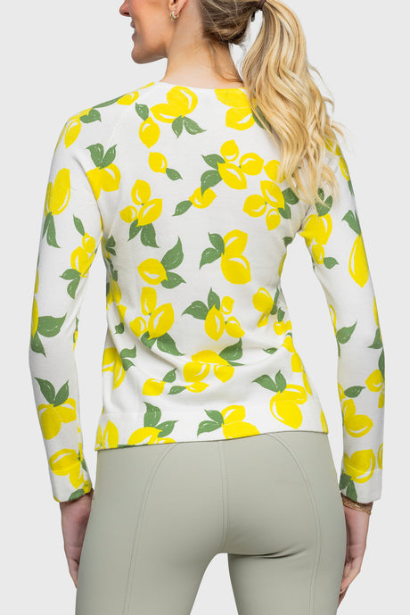 Long Sleeve White Lemon Crewneck Sweater - [Kastel]