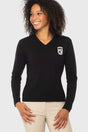 Black V-neck Sweater w/Gardenia & Black Patch Kastel Denmark US