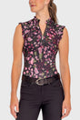 Black Modern Begonia Ruffle Tank 1/4 Zip Sun Shirt - [Kastel]