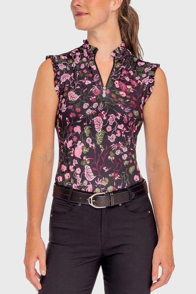 Black Modern Begonia Ruffle Tank 1/4 Zip Sun Shirt – Kastel Denmark US