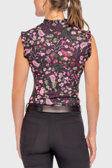 Black Modern Begonia Ruffle Tank 1/4 Zip Sun Shirt - [Kastel]