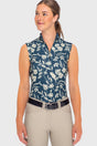 Sailor Blue French Tulip Ruched Back Sleeveless 1/4 Zip Sun Shirt Kastel Denmark