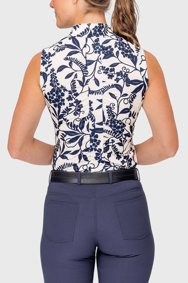 Gardenia Climbing Vine Ruched Back 1/4 Zip Tank