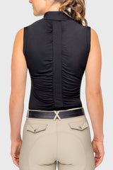 Black Solid Sleeveless Ruched Back 1/4 Zip Tank Kastel Denmark