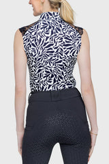 Black & White Climbing Vine Lace Shoulder Sleeveless Top - [Kastel]
