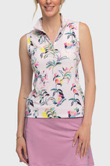 Coral Garden Blooms Sleeveless Sun Shirt - [Kastel]