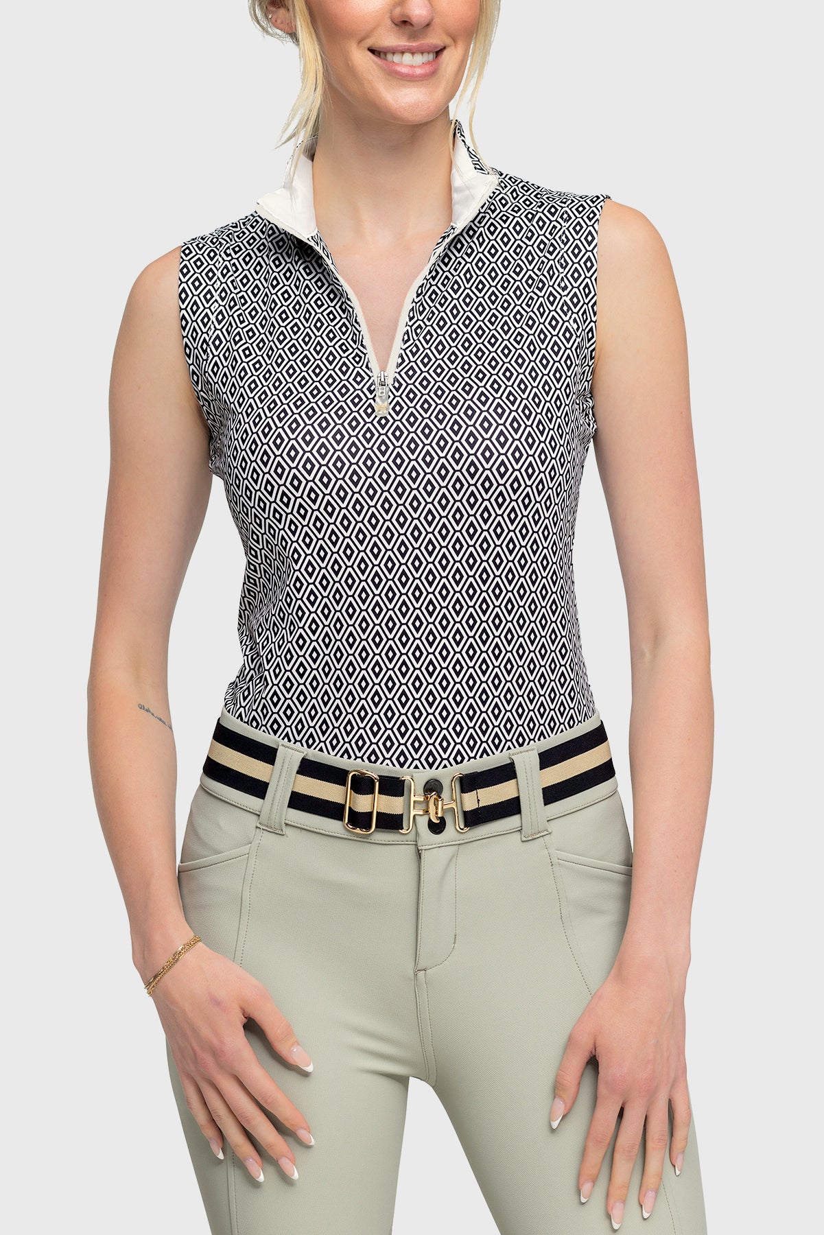 Black & White Geo Sleeveless Sun Shirt - [Kastel]