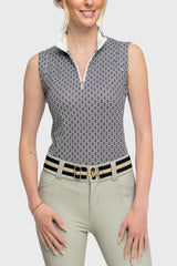 Black & White Geo Sleeveless Sun Shirt - [Kastel]