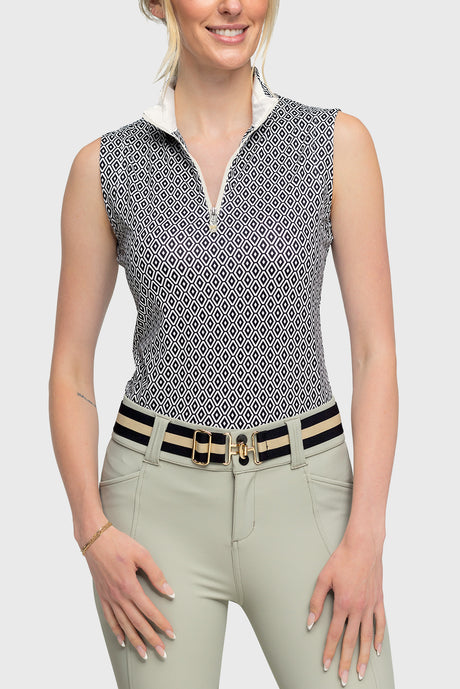 Black & White Geo Sleeveless Sun Shirt - [Kastel]
