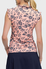 Jacobean Peach Floral Sleeveless Sun Shirt - [Kastel]