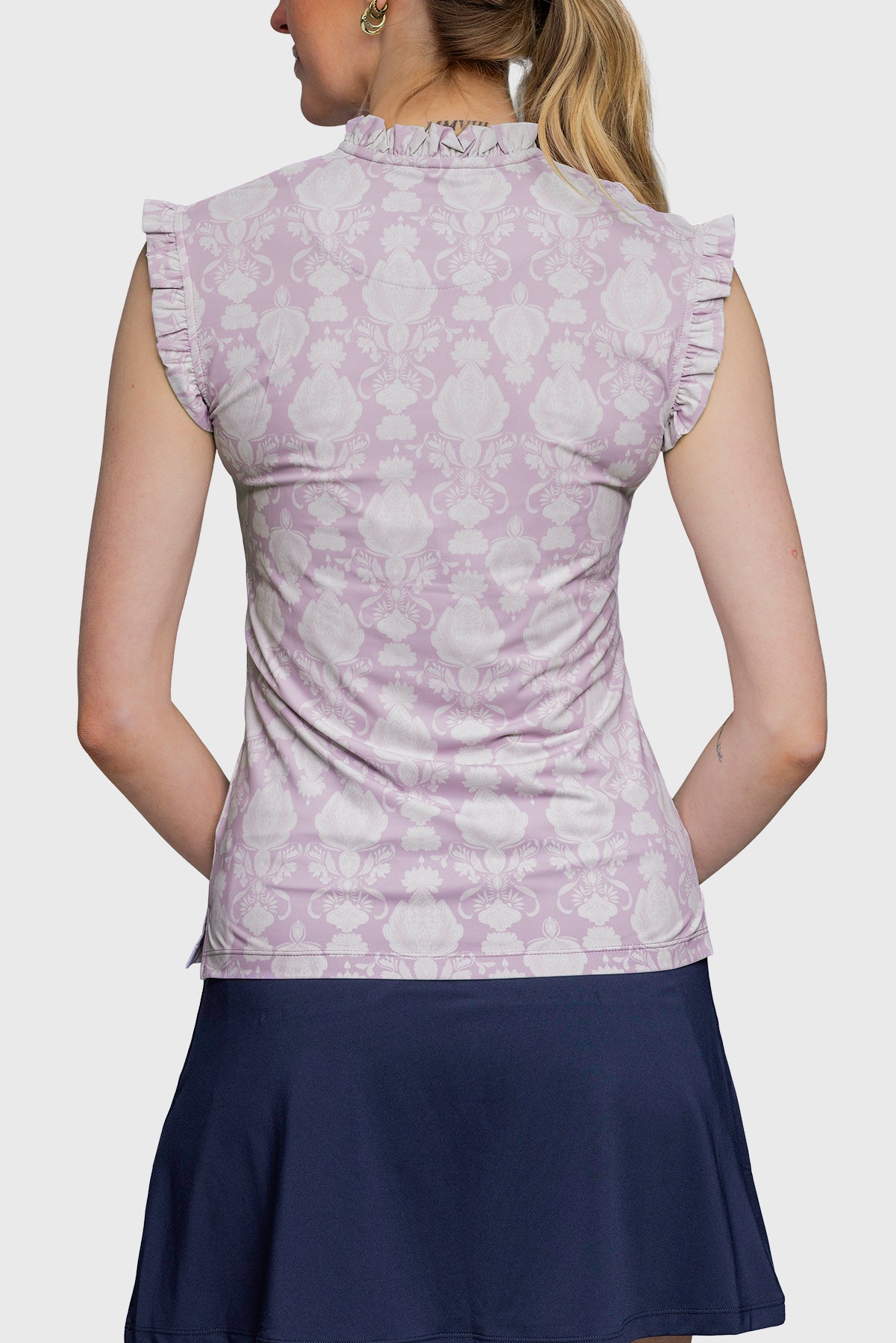 Wisteria Paris Hotel Ruffle Tank Sleeveless 1/4 Zip Sun Top - [Kastel]