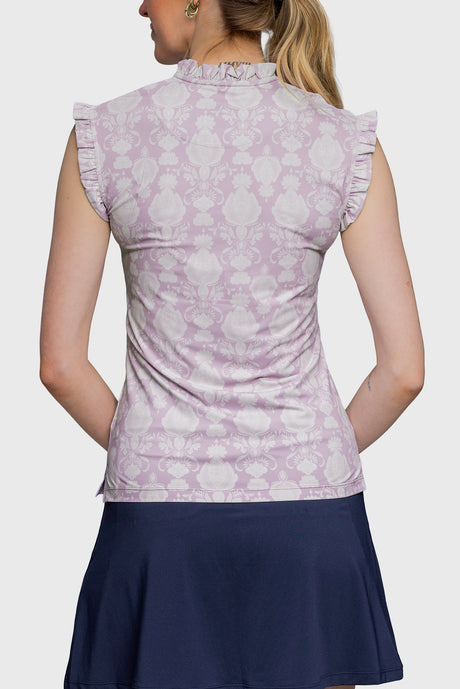 Wisteria Paris Hotel Ruffle Tank Sleeveless 1/4 Zip Sun Top - [Kastel]