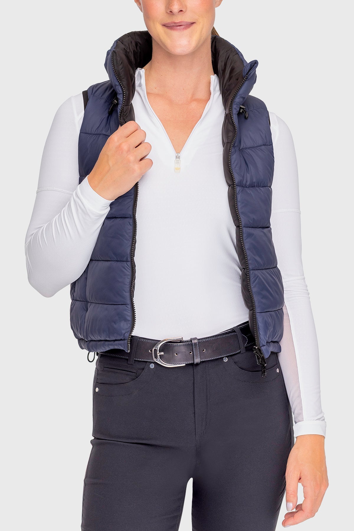 Navy and Black Solid Reversible Puffer Vest – Kastel Denmark US