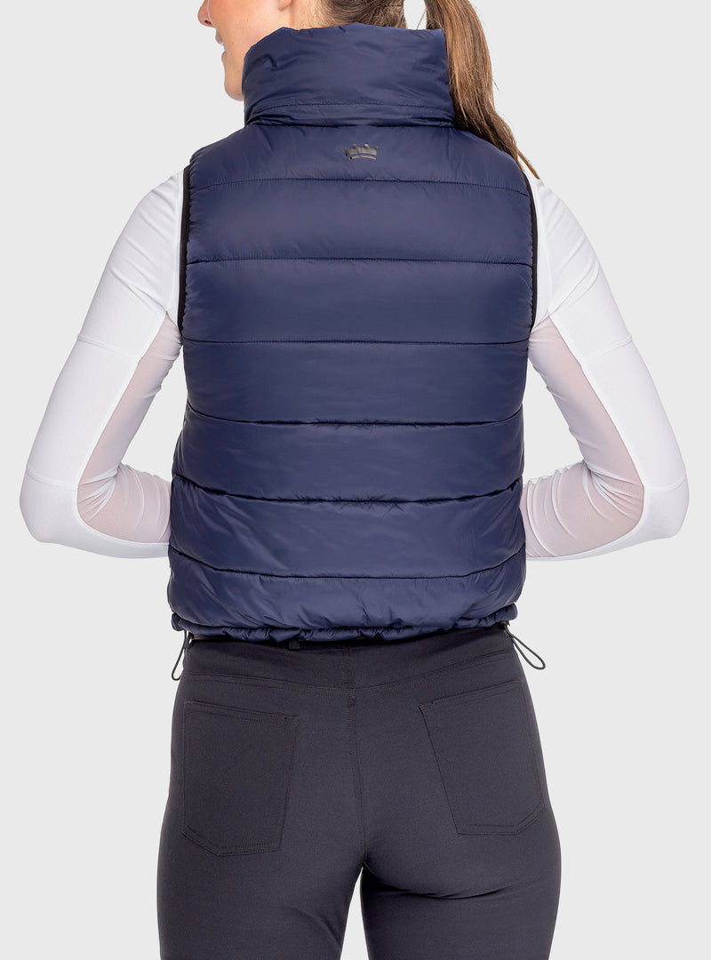 Navy and Black Reversible Quilted Puffer Vest - [Kastel]