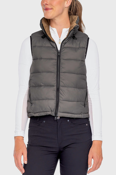 Camel & Slate Reversible Puffer Vest - [Kastel]