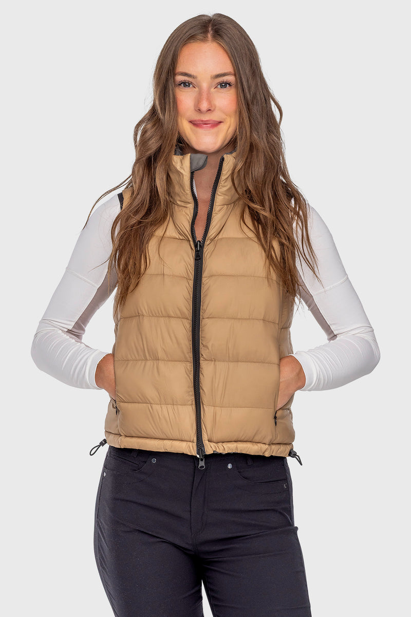 Camel & Slate Reversible Puffer Vest - [Kastel]