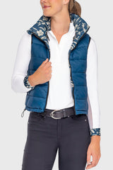 Sailor Blue French Tulip Reversible Puffer Vest w/Sailor Blue Reverse Kastel Denmark