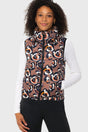 Chocolate Brown Pansies Reversible Puffer Vest w/Chocolate Brown Reverse Kastel Denmark US
