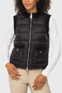 Black Quilted Vest w/Knit Trim & Gold Zipper Kastel Denmark US