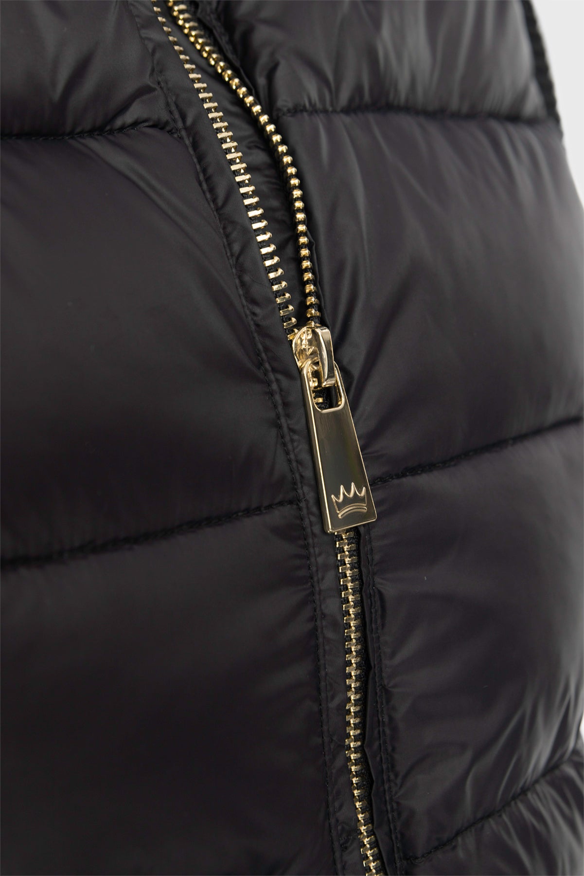 Black Quilted Vest w/Knit Trim & Gold Zipper Kastel Denmark US