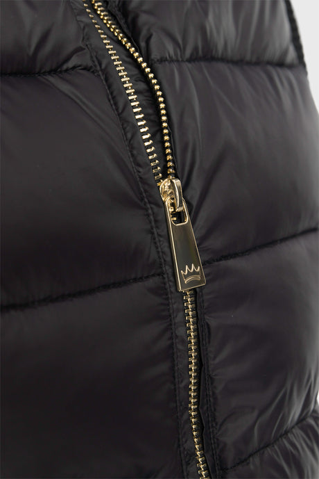 Black Quilted Vest w/Knit Trim & Gold Zipper Kastel Denmark US