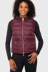 Oxblood Quilted Vest w/Knit Trim & Gold Zipper Kastel Denmark US