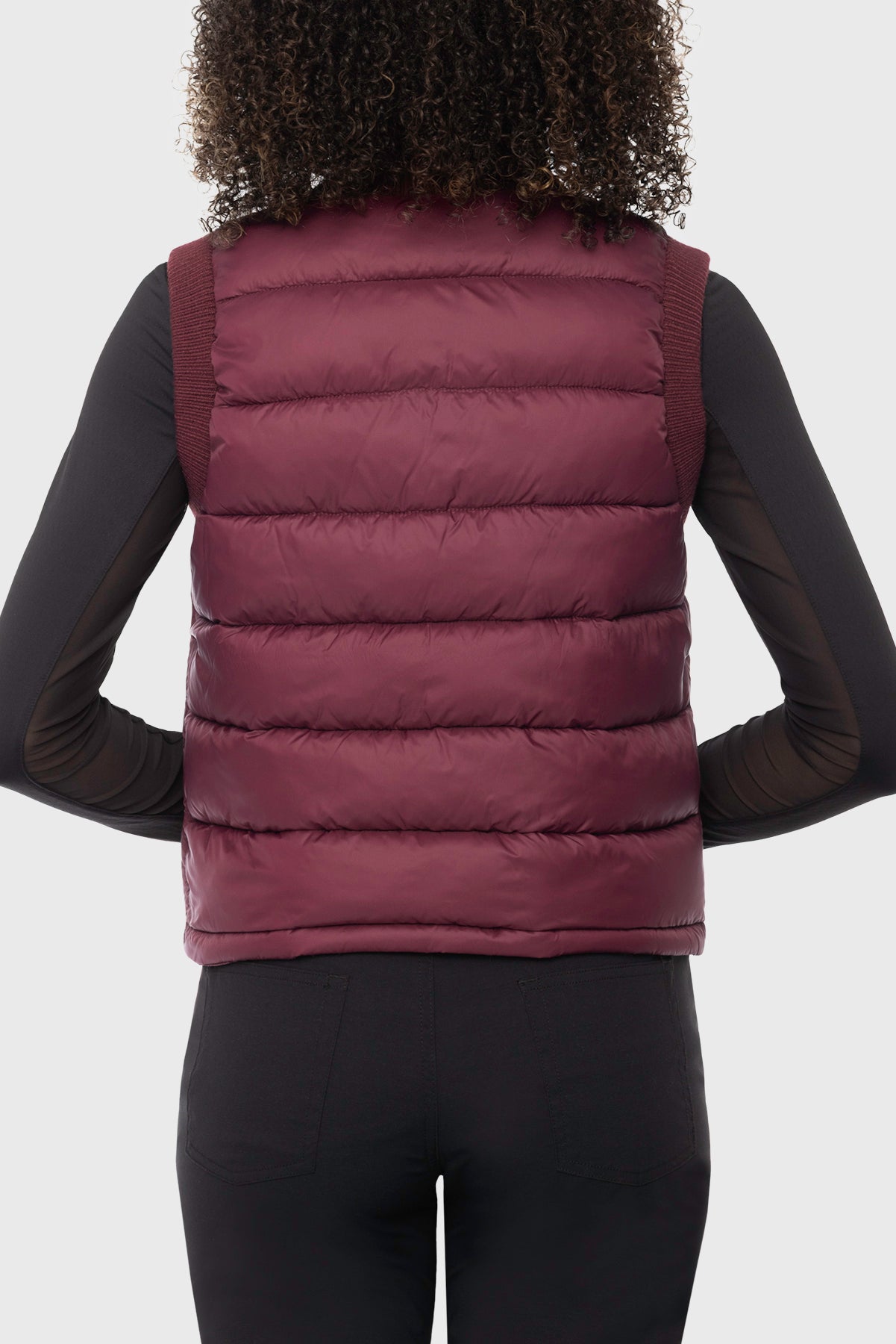 Oxblood Quilted Vest w/Knit Trim & Gold Zipper Kastel Denmark US