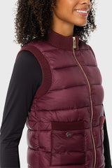 Oxblood Quilted Vest w/Knit Trim & Gold Zipper Kastel Denmark US