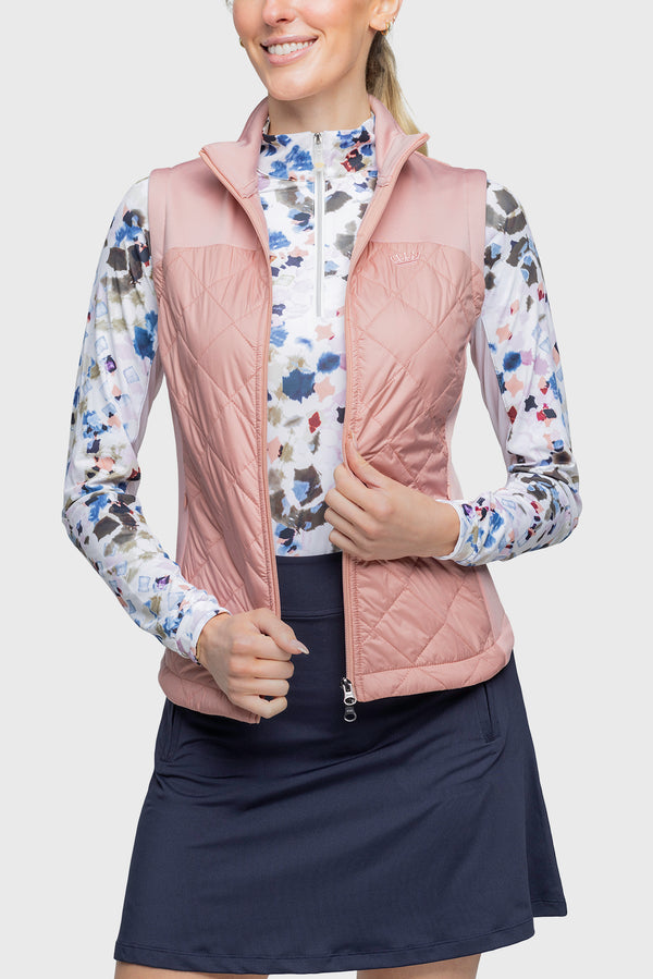 Full Zip Blush Quilted Vest - [Kastel]