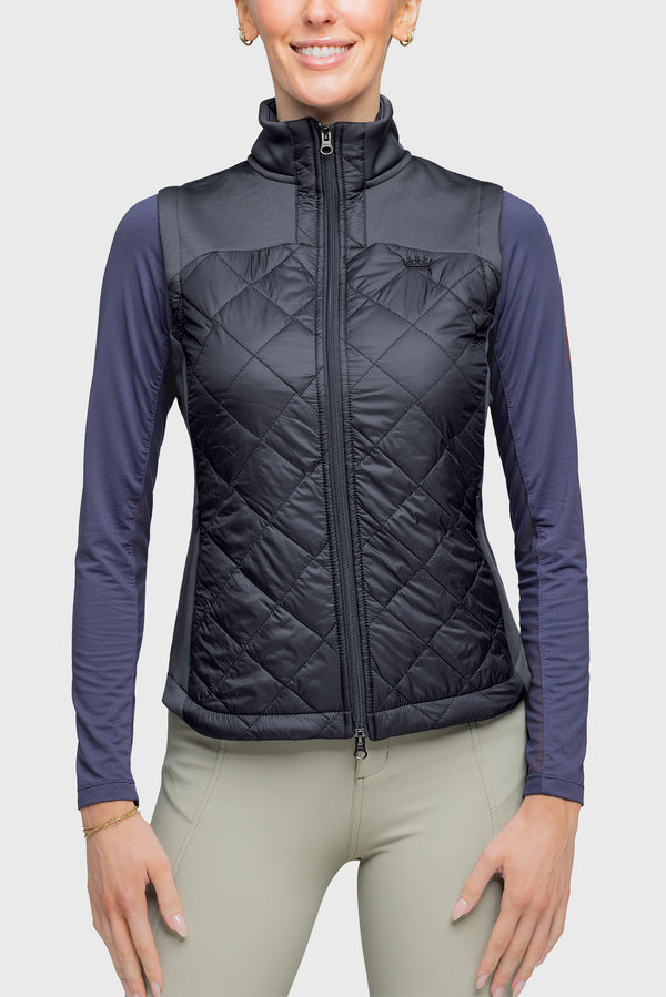 Full Zip Black Quilted Vest - [Kastel]