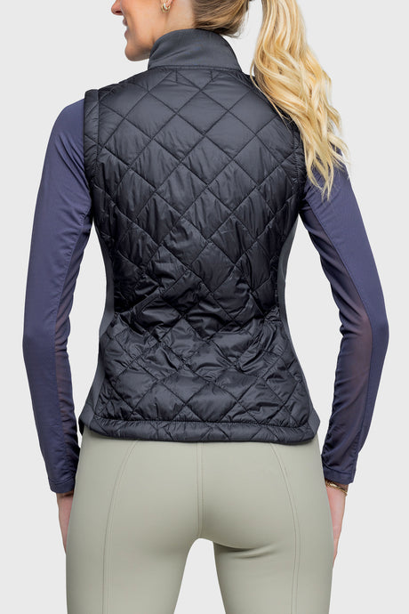 Full Zip Black Quilted Vest - [Kastel]