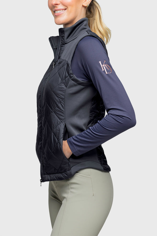 Full Zip Black Quilted Vest - [Kastel]