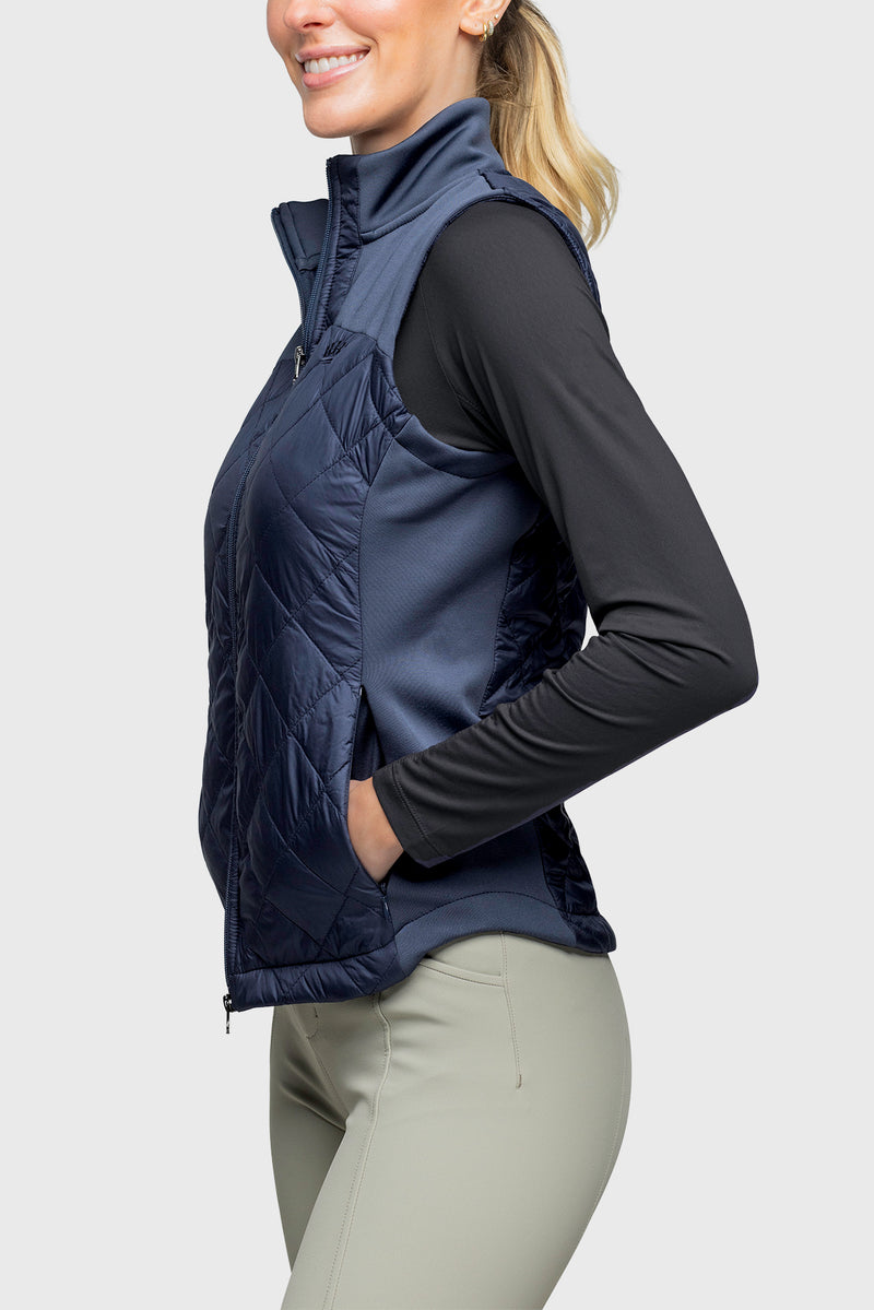 Full Zip Navy Quilted Vest - [Kastel]