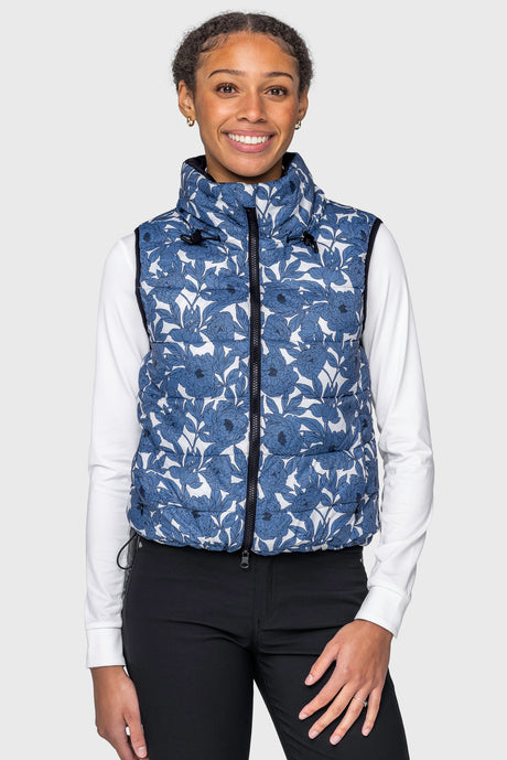 Pacific Blue Wild Rose & Black Reversible Puffer Vest Kastel Denmark