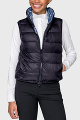Pacific Blue Wild Rose & Black Reversible Puffer Vest Kastel Denmark
