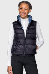 Pacific Blue Wild Rose & Black Reversible Puffer Vest Kastel Denmark