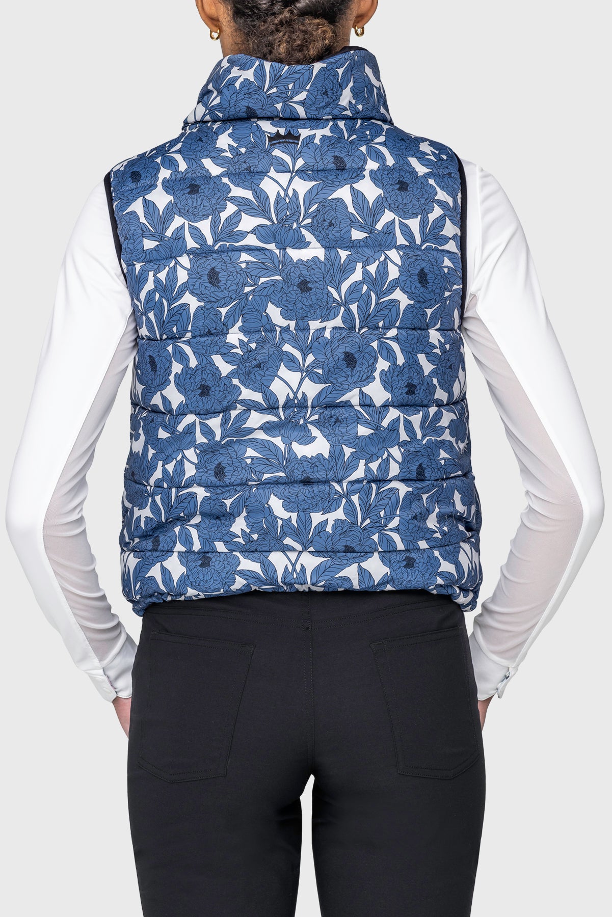 Pacific Blue Wild Rose & Black Reversible Puffer Vest Kastel Denmark